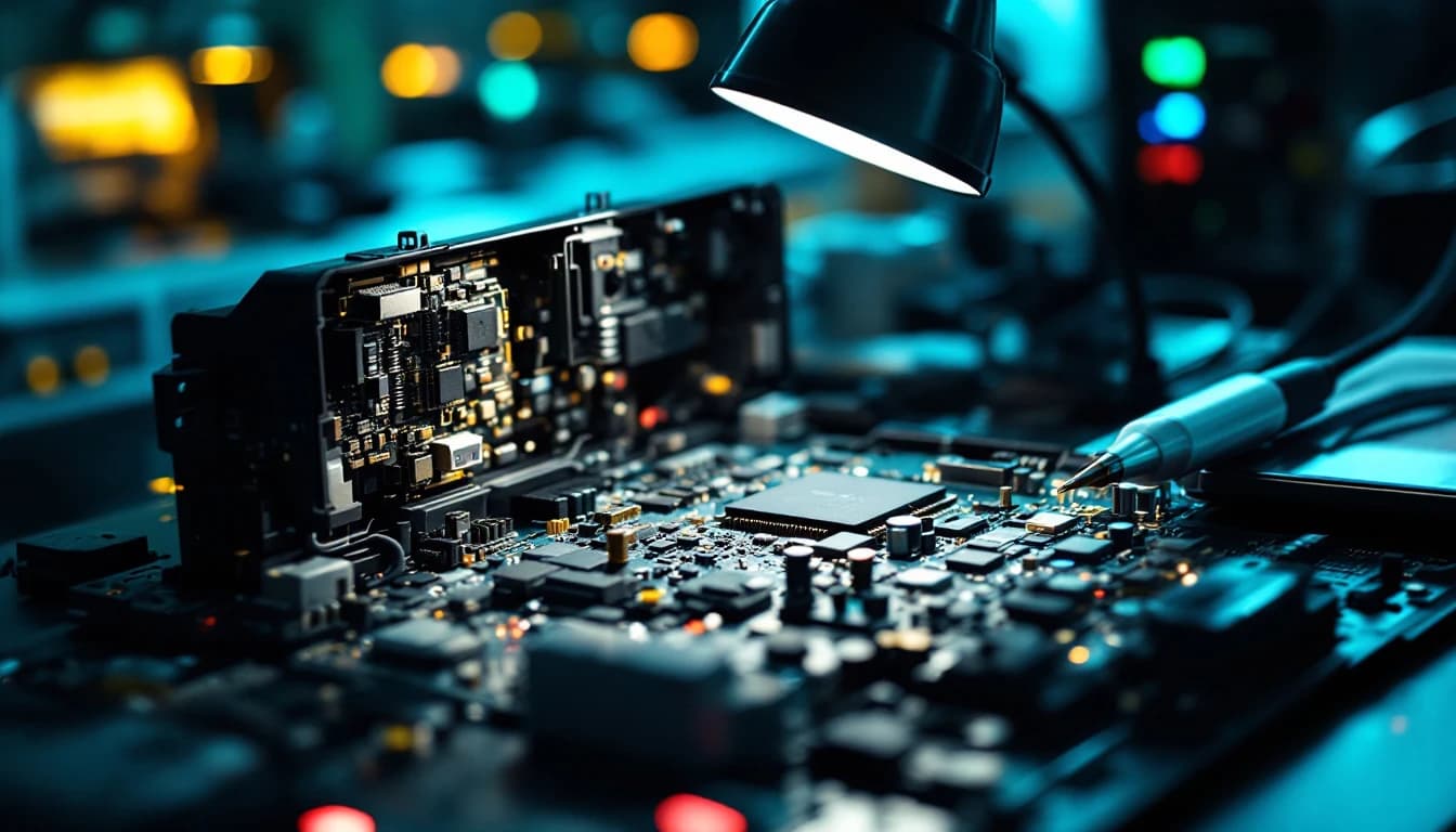 Mercedes AAM module open on the electronics bench