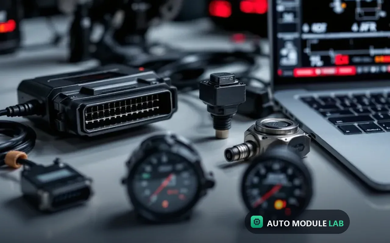 GM ECM on the bench connected to a programming harness for AFM / DOD disable