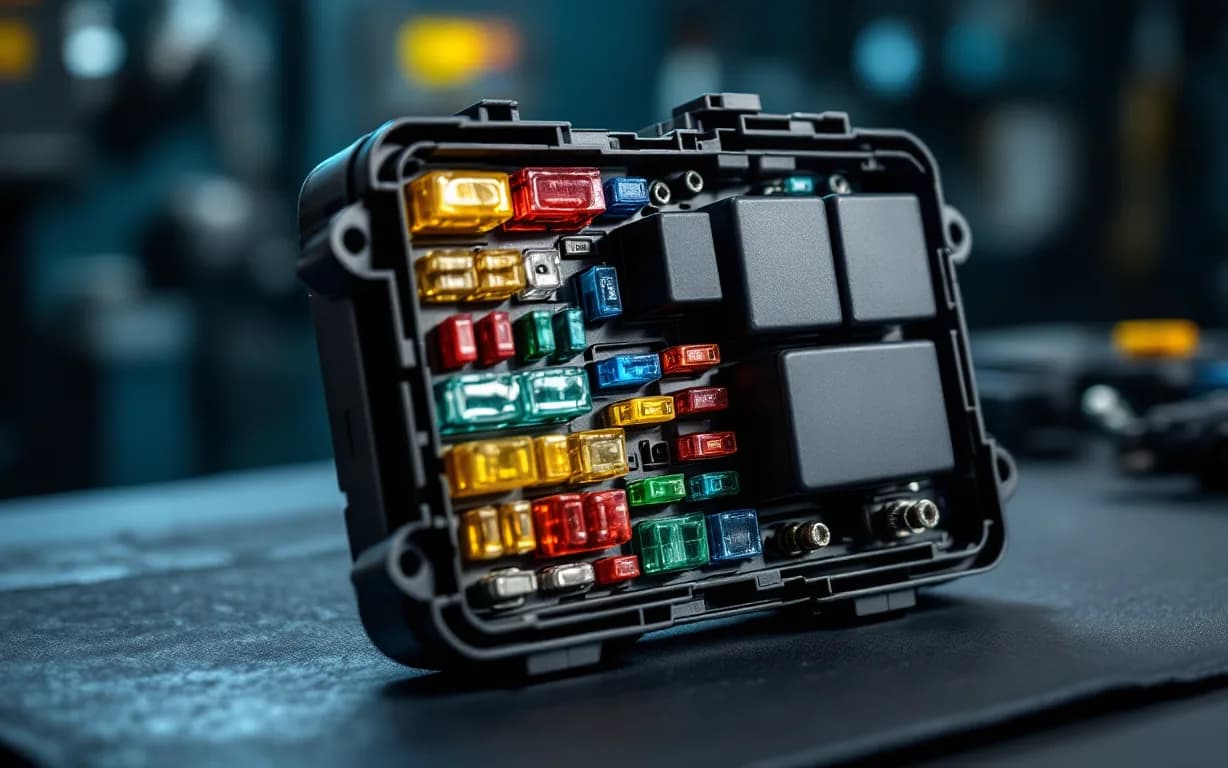 Illustration: an open under-hood fuse and relay power module
